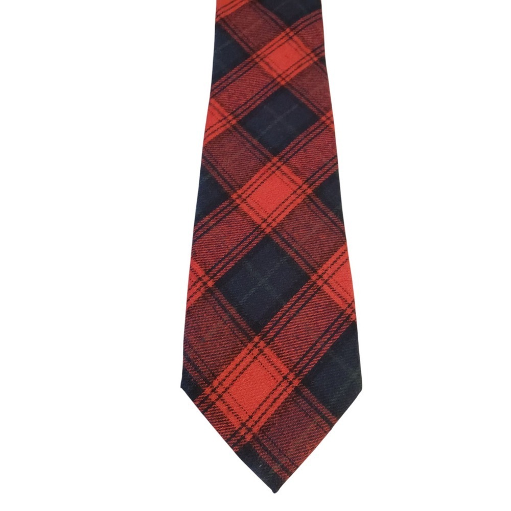 NWT Nautica Mens Tie Necktie Designer Luxury 100% Cotton Red Black Plaid